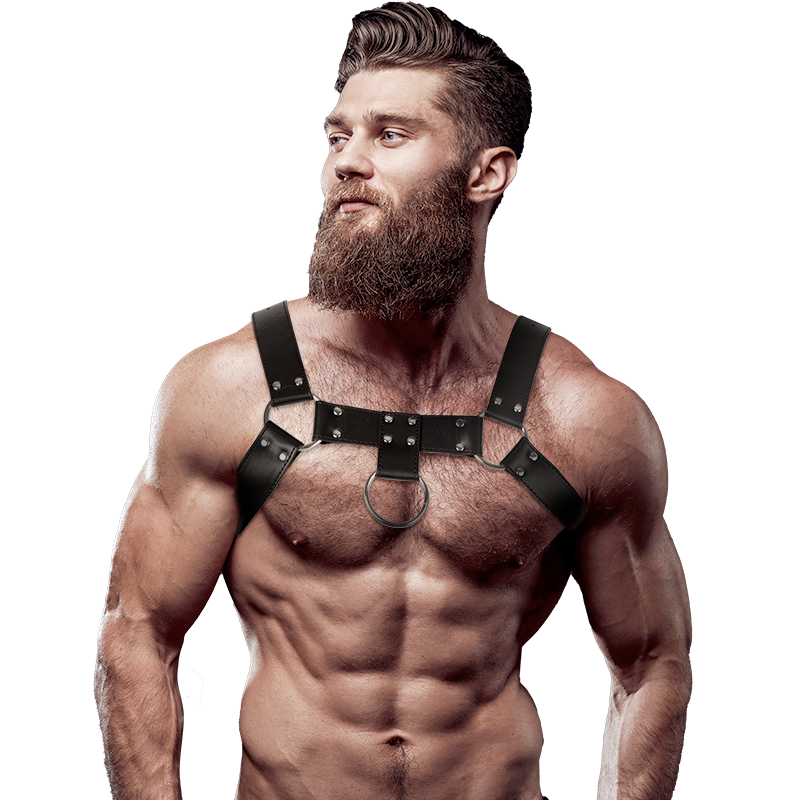 FETISH SUBMISSIVE ATTITUDE - IMBRACATURA PER IL PETTO IN ECOPELLE DA UOMO