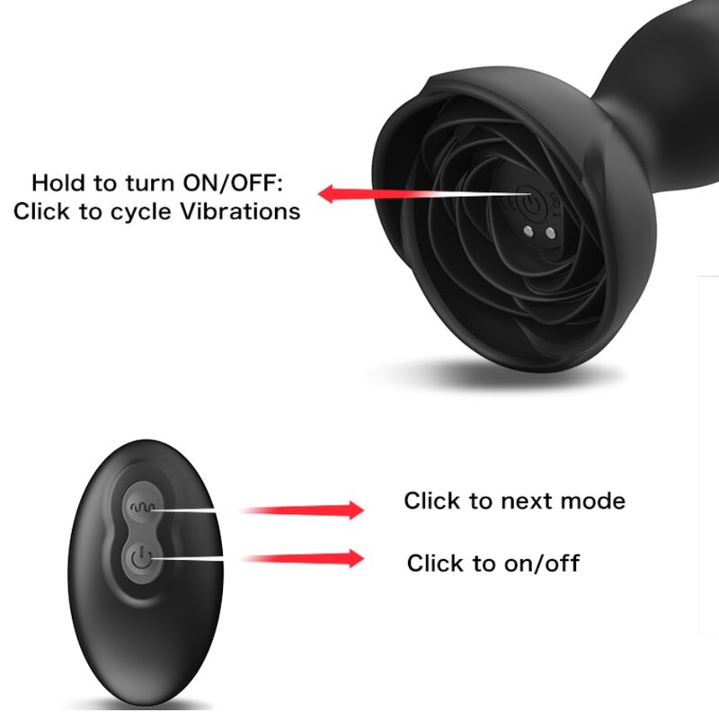 ARMONY - EXTREME A BLOOM VIBRATORE ROSE E TELECOMANDO PLUG ANALE NERO