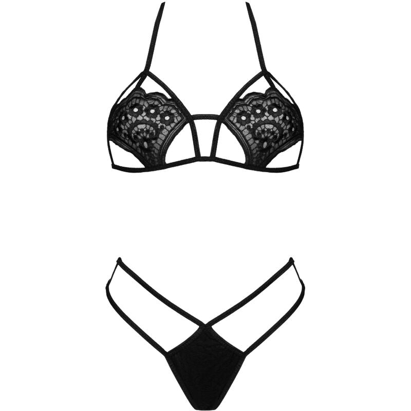 LIVCO CORSETTI FASHION - JIMENA LC 20216 REGGISENO + PERIZOMA NERO TAGLIA UNICA