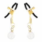 KINK - MORSETTI PER CAPEZZOLI CON PERLINE DI VETRO ORO 6 CM