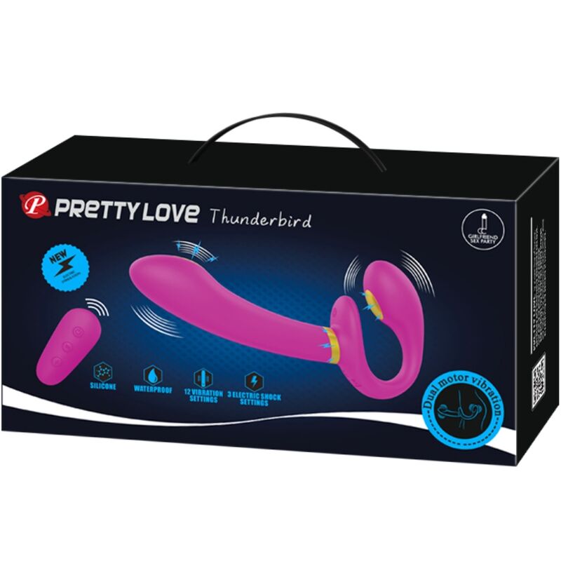 PRETTY LOVE - THUNDERBIRD DOPPIO VIBRATORE CON STRAP-ON E TELECOMANDO VIOLA