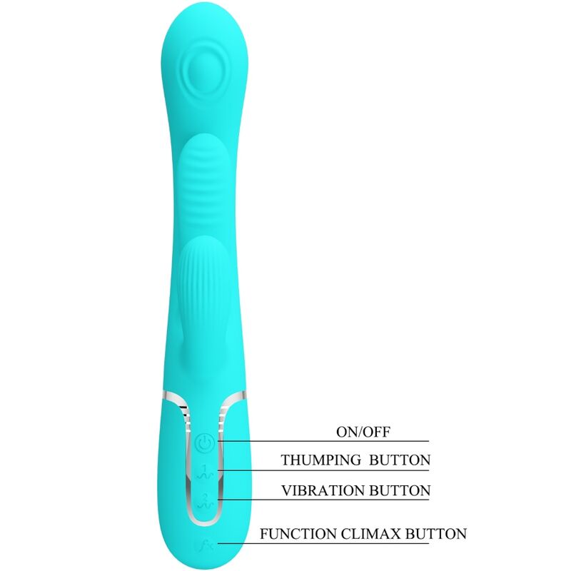 PRETTY LOVE - SHANIA TRIPLE RABBIT VIBRATORE MULTIFUNZIONE 3 IN 1 BLU