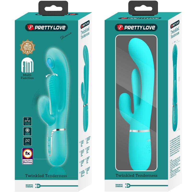 PRETTY LOVE - SHANIA TRIPLE RABBIT VIBRATORE MULTIFUNZIONE 3 IN 1 BLU