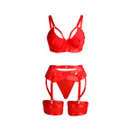 SUBBLIME - 955267 REGGISENO BONDAGE ROSSO CON GIARRETTIERA L/XL