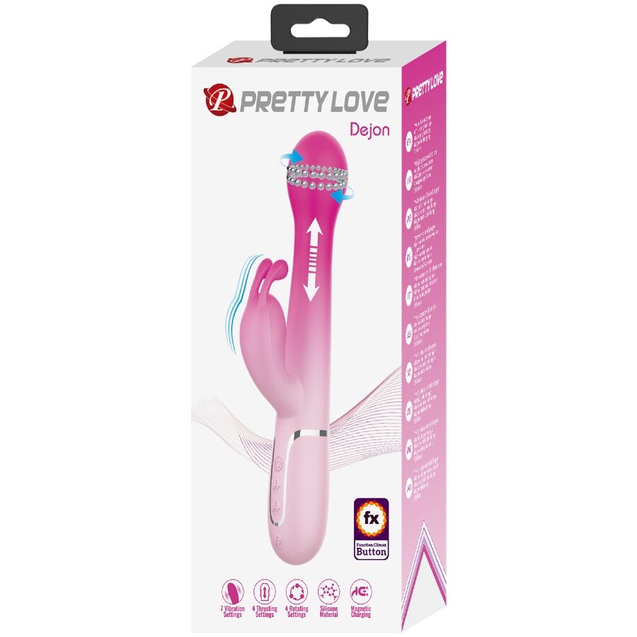 PRETTY LOVE - DEJON 3 IN 1 MULTIFUNZIONE VIBRATORE CONIGLIO ROSA