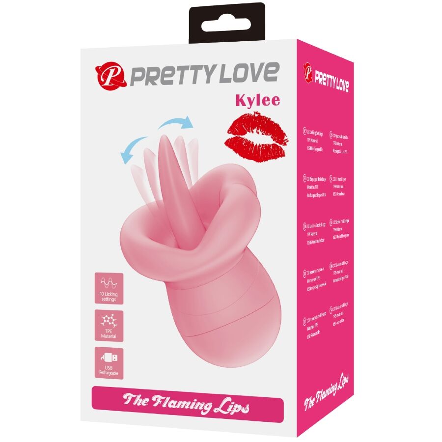 PRETTY LOVE - STIMOLATORE PER CLITORIDE LINGUA KYLEE 10 VIBRAZIONI ROSA NUDO