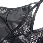 SUBBLIME - 957520 ABITO IN PELLE CON PIZZO FLOREALE NERO S/M