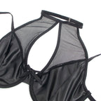 SUBBLIME - 957582 SET REGGISENO E GONNA IN PELLE NERO S/M