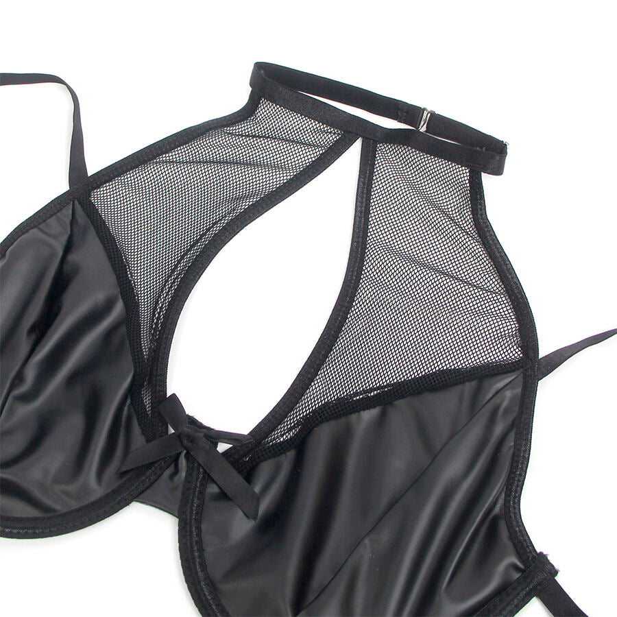 SUBBLIME - 957582 SET REGGISENO E GONNA IN PELLE NERO S/M