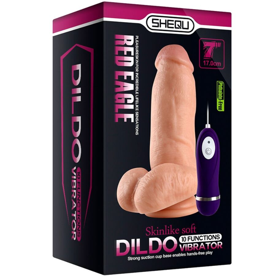 SHEQU - DILDO VIBRATORE AQUILA ROSSA CON TELECOMANDO 17 CM