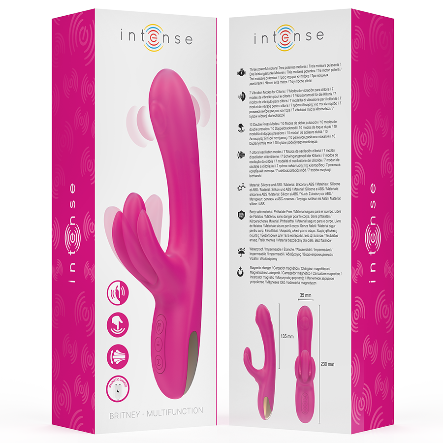 INTENSE - VIBRATORE MULTIFUNZIONE CONIGLIO BRITNEY 23 CM ROSA