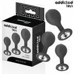 ADDICTED TOYS - SET DI 3 TAPPI ANALI CON GIOIELLO