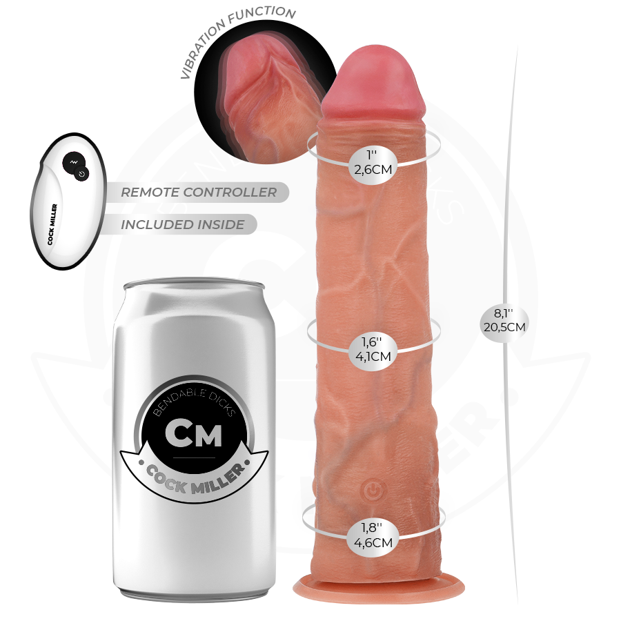 COCK MILLER - DILDO REALISTICO CON VENTOSA E TELECOMANDO VIBRAZIONE 20,5 CM