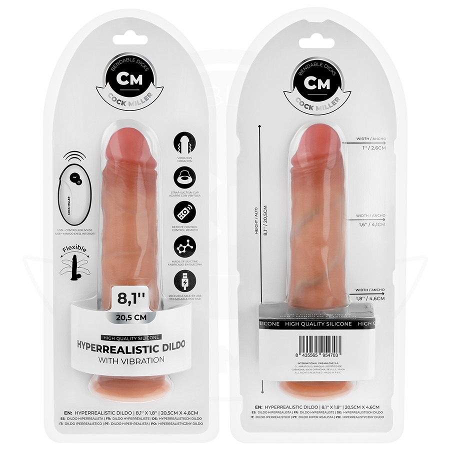 COCK MILLER - DILDO REALISTICO CON VENTOSA E TELECOMANDO VIBRAZIONE 20,5 CM