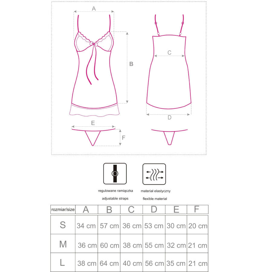 LIVCO CORSETTI FASHION - HYEONA 1710 BABYDOLL + PERIZOMA ROSA S