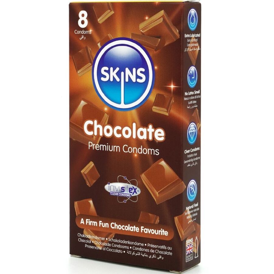 SKINS - PRESERVATIVI PREMIUM AL CIOCCOLATO CONFEZIONE DA 8