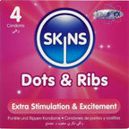 SKINS - DOTS & RIBS PREMIUM CONDOMS CONFEZIONE DA 4