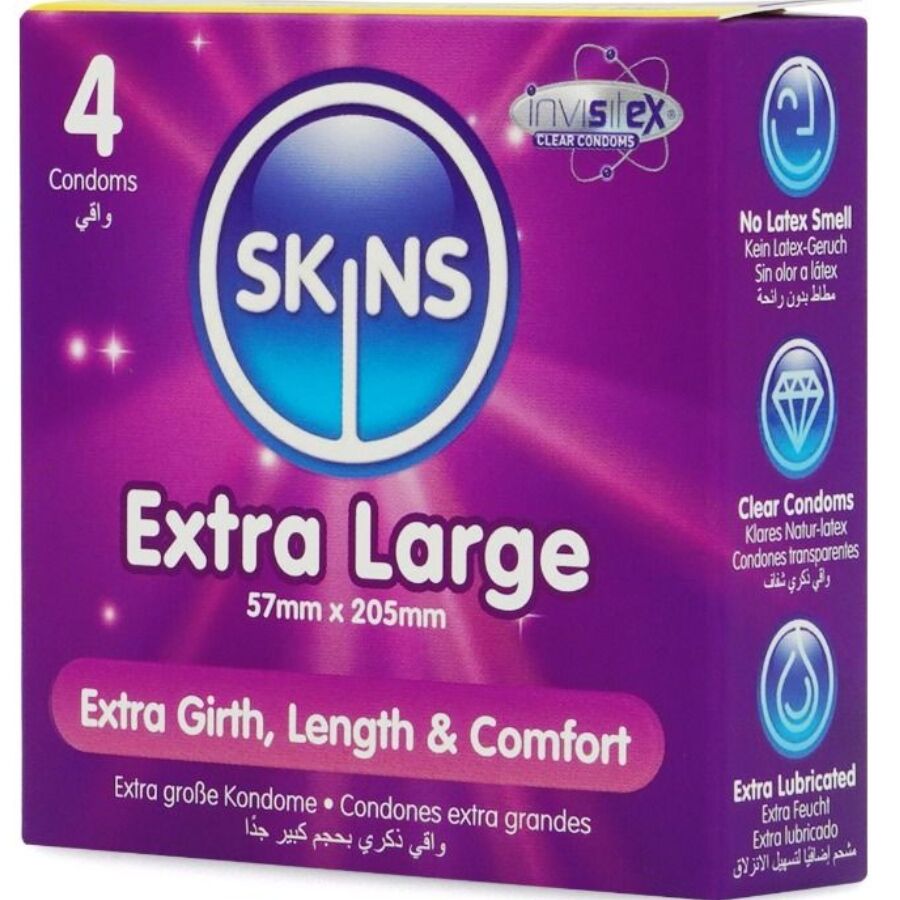 SKINS - PRESERVATIVI EXTRA LARGE PREMIUM CONFEZIONE DA 4