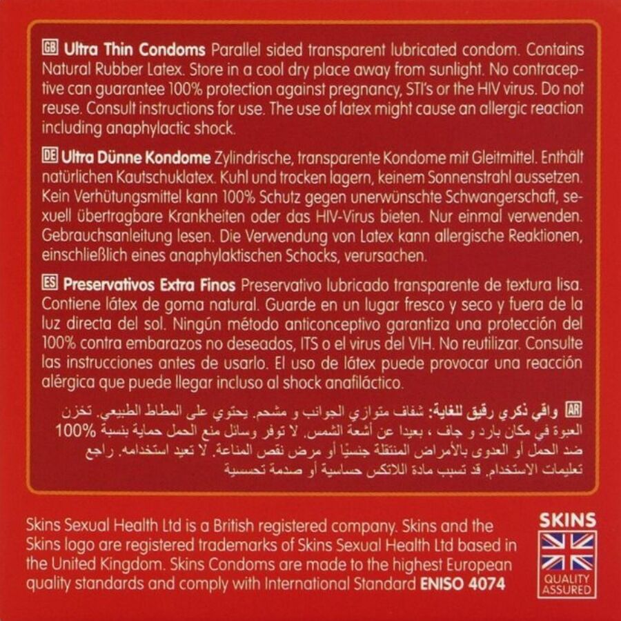 SKINS - PRESERVATIVI ULTRA SOTTILI PREMIUM CONFEZIONE DA 4
