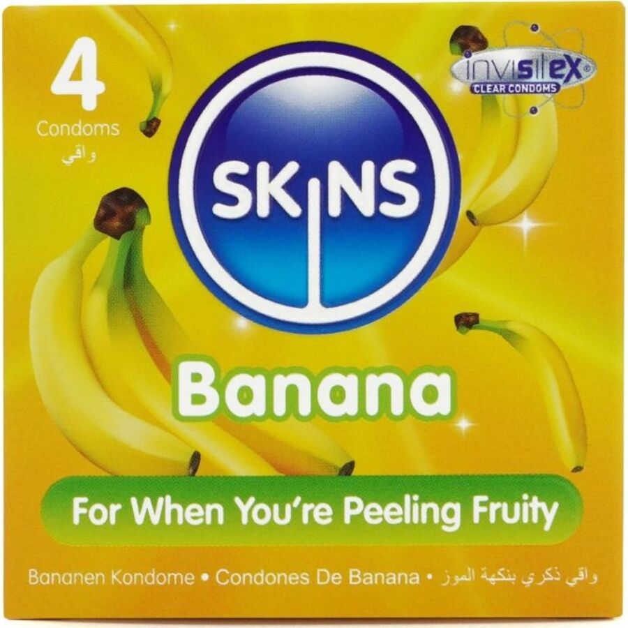 SKINS - PRESERVATIVI BANANA PREMIUM CONFEZIONE DA 4