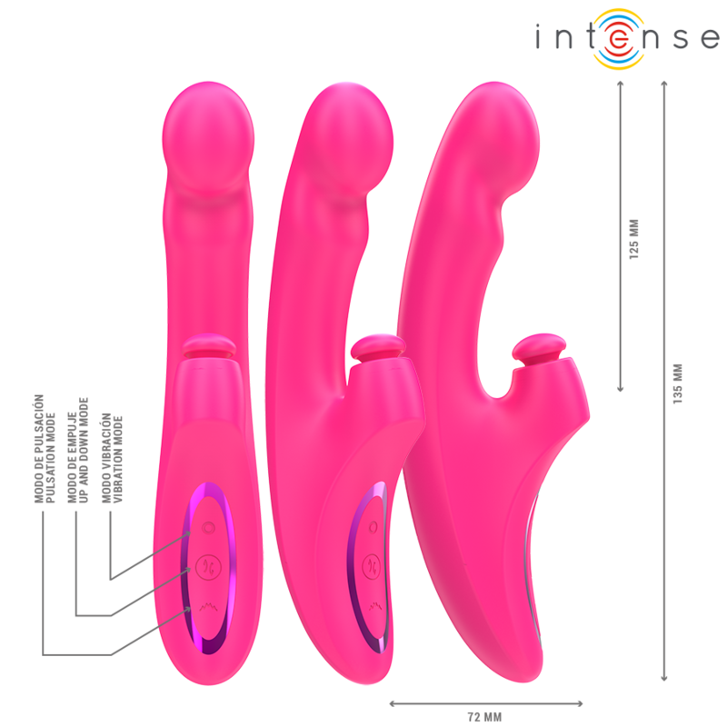 INTENSE - VIBRATORE EMI 13,5 CM MULTIFUNZIONE 3 IN 1 10 VIBRAZIONI ROSA
