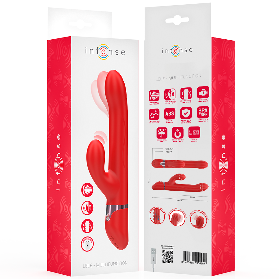 INTENSE - LELE VIBRATORE MULTIFUNZIONE ROTANTE E OSCILLANTE E STIMOLANTE ROSSO