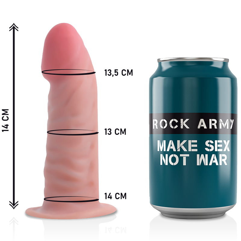 ROCKARMY - IMBRACATURA + DILDO REALISTICO TIGRE A DOPPIA DENSIT 14 CM -O- 4.46 CM